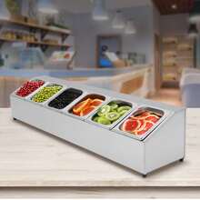 SENDERPICK 6 Compartment Stainless Steel Condiment Dispenser Bar Pub Condiment Holder W/Lid - Silver - View 5