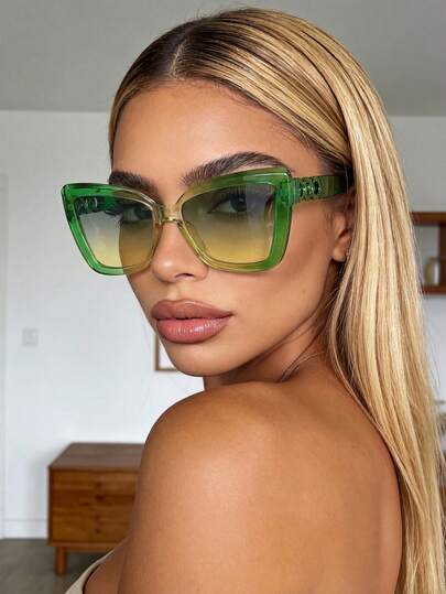 Elegant Large Frame Square Fashion Glasses, Plastic Casual Decorative Fashion Glasses For Daily Wear, Unisex