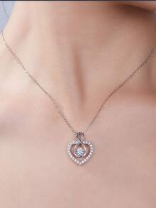 1pc Elegant Luxury 925 Sterling Silver 0.5ct 5.0mm Moissanite Heart Pendant Necklace, Suitable For Women's Daily Wear, Parties, Weddings, Anniversaries, Mother's Day, Valentine's Day - XL0141M - 查看 3