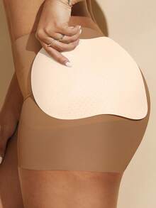 1pc Women Waist Trainer Shorts With Butt Pads, Seamless Shapewear Tummy Control Panty - Brown - View 6