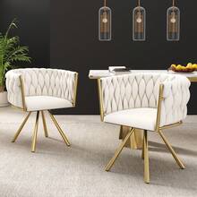 Velvet Lounge Chairs, 1 Piece Dining Chairs, Living Room, Bedroom, Dining Room With Four Metal Support Legs, Beige. - Beige - View 2