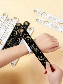 12-Pack Ramadan Wristbands, Eid Mubarak Faith & Spiritual Encouragement, No Electricity Required, Featherless, Ideal For Church Events & Ramadan Kareem Celebrations - Black and White - View 2