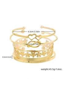 YUNCHUN 1 Set Gold Stacking Bangle Bracelets, Stainless Steel Bohemian Style Multi-Layer Bracelet Jewelry, Open Cuff Bangles For Women Daily Wear - Gold - View 4