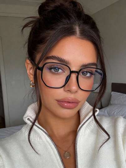 1 pieza Gafas cuadradas de moda transparentes, gafas de estilo casual multifuncional para mujeres, adecuadas para uso diario, fotografía callejera, lectura, escritura, vacaciones, viajes, accesorios de playa