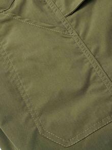 Men's Solid Color Multi-Pocket Cargo Pants With Flap Pocket Design, Heavy Duty Durable Work Trousers, Versatile For Daily Work, Hiking, Mountaineering - 軍綠色 - 查看 7
