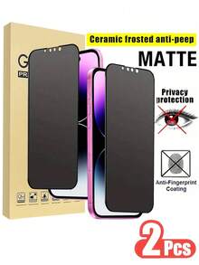 2pcs Full Coverage Matte Anti-Spy Screen Protector, Frosted Privacy Film, 9H Upgraded Edge Protection, Anti-Peeling, Anti-Scratch, Easy Installation, Bubble-Free, Compatible With IPhone 17/17 Pro/17 Pro Max/17 Air/16 Pro Max/16 Plus/15 Pro Max/14/13/12/11 Series - Black - View 27