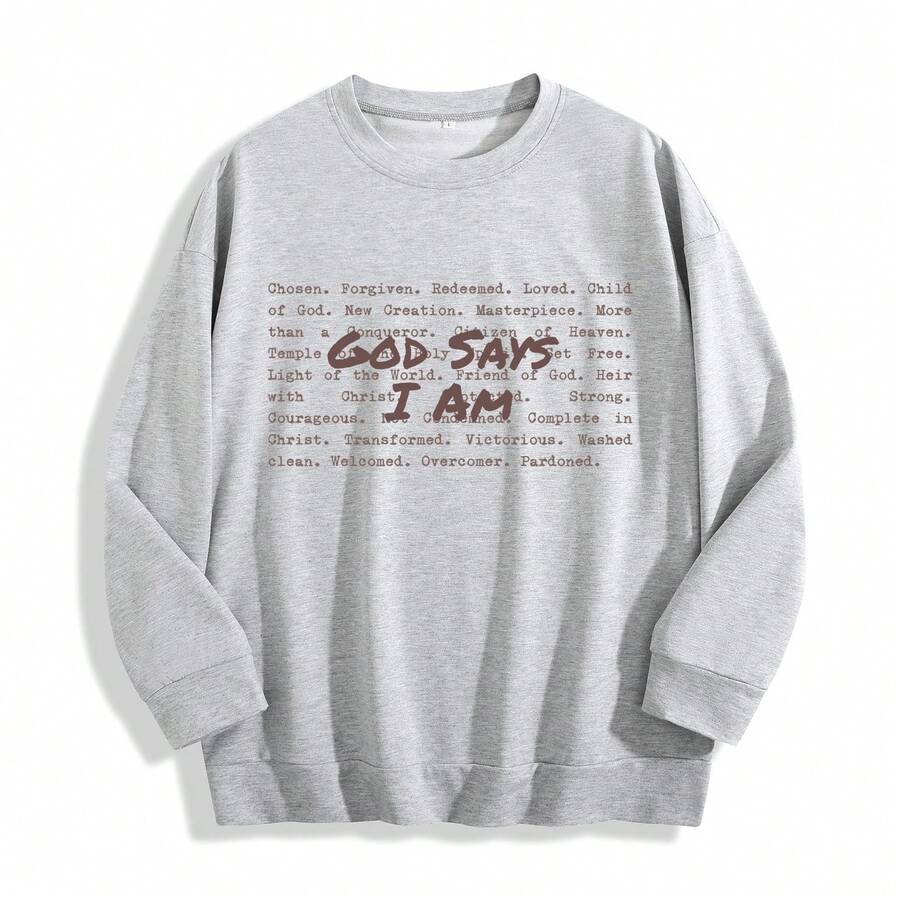 God Says I Am Christian Sweatshirt, Bible Verse Sweater, Christian Sweat For Women, Jesus Christian Christmas Gift,Love And Grace - 淺灰色 - 查看 1