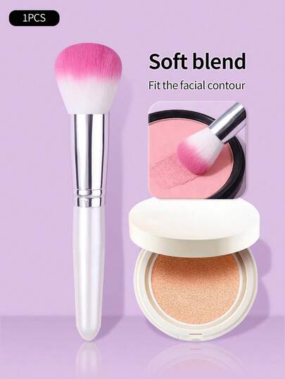 1pc Luxury Pearl Glow Blush Brush, Soft & Fluffy Makeup Brush For Powder, Setting, Contouring, Essential For Makeup Enthusiasts
