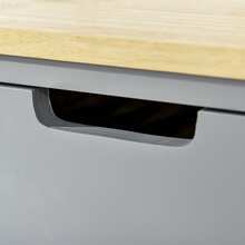 Kitchen Trolley With Rubberwood Worktop - Utility Cart On Wheels, Towel Rack, Shelves & Drawer, Grey - Default - View 11