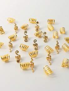 30个女士脏辫发圈，蛇形金色发饰辫子配饰，发夹，发珠 - 金色 - 查看 5