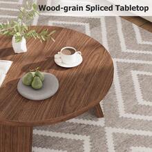 CuisinSmart Round Coffee Table,33.5" Circle Center Table,Wooden Coffee Tables For Living Room, Bedroom,,Apartments,Easy Assembly - Brown - View 4