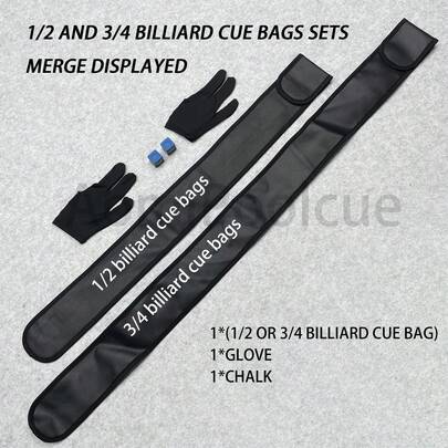 Set de 3 piezas de taco de billar profesional con estuche, bolsa de taco de cuero duradero de 1/2 y 3/4, snooker de 9 bolas y 8 bolas, bolsa de taco de cuero premium - se ajusta a tacos de 1/2 y 3/4, bolsa de almacenamiento negra resistente, estuche de transporte portátil para club de billar, accesorios de billar (los tacos de billar en la imagen son solo para referencia, no se incluyen).