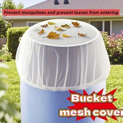 2pcs White Outdoor Water Tank Leaf Protection Net Cover - Insect And Leaf Protection For Garden, Lawn And Outdoor Buckets, Durable Polyester Filter Net Cover, Easy To Install, Outdoor Water Source Protection | Net Cover Design | Durable Mesh Material