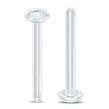 2 piezas de anillos nasales de vidrio Pyrex recto Bioflex de 16G y 18G con juegos de aros de retención, pendientes de tapa plana, joyería corporal hipoalergénica - 2099 - Ver 14