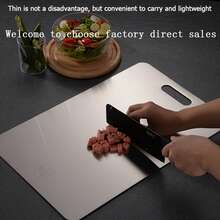 Heavy-Duty Stainless Steel Chopping Board - Double-Sided Kitchen Cutting Board,  Antibacterial Stainless Steel Cutting Board, Non-Porous Surface, Easy To Clean - Suitable For Home, Camping, Holidays - Large Meat And Vegetable Cutting Board, Holiday Cooking Supplies, Stylish Metal Design, Durable Kitchen Tool, Home Cooking, Modern Kitchen, Easy To Clean, Outdoor Enthusiasts. - 彩色 - 查看 5