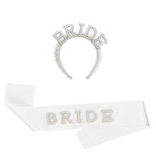 3pcs/Set New Bridal Party Headband, Pearl Headpiece, Wedding Bachelorette Party Essential Shoulder Veil Headwear - Multicolor - View 8