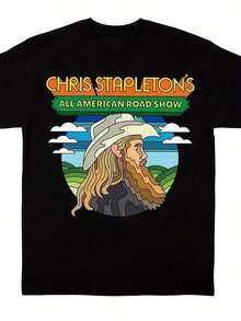 Camiseta de algodón negra Vtg Chris Stapleton Road Show, tallas S a 5XL, In432 - Negro 18 - Ver 7