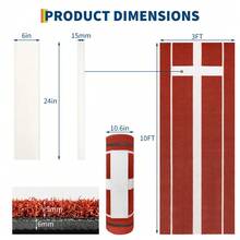 CuisinSmart 10 X 3 Ft Softball Pitching Mat,Softball Practice Mat With Rubber Mound&Premium Rubber Base & Anti-Fade Turf, Foldable Softball Pitching Mat For Indoor/Outdoor Practice - Red - View 2