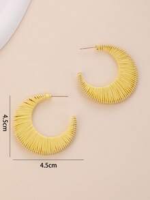 一对夸张的INS风藤编月牙形黄色耳环，优雅设计，适合女性，可用于度假、派对和送礼。 - 黃色 - 查看 6