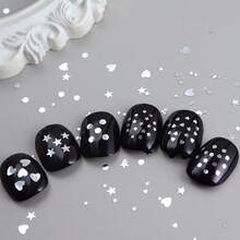 1 Box Holographic Silvery Sequins Epoxy Resin Molds Filling Shining Stars Heart Round Design Nail Jewelry Supplies Paillettes DIY Pendants Crafts Making - Silver - View 7