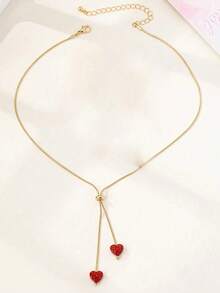 1pc Fashionable Crystal Heart Pendant Necklace, Everyday Wear Gift For Women, Valentine's Day Gift - Multicolor - View 2