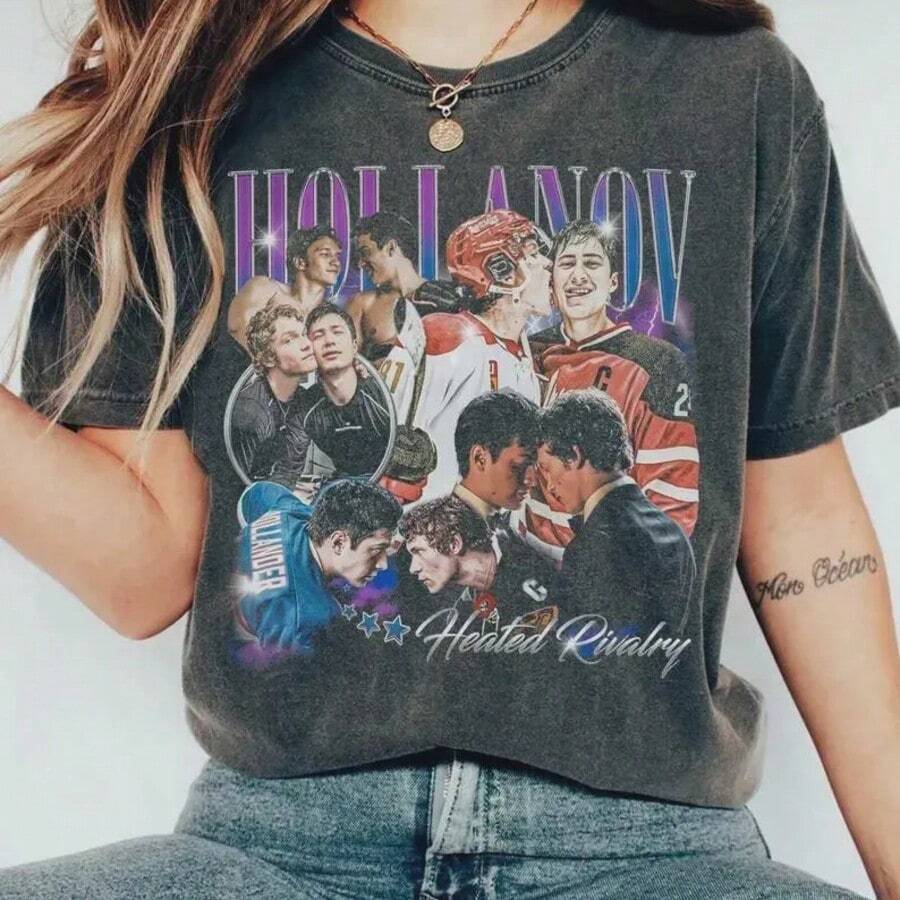 Hollanov Heated Rivalry Vintage Shirt, Hockey Romance Tee, Team Hollanov Fan Gift - 黑色 - 查看 1