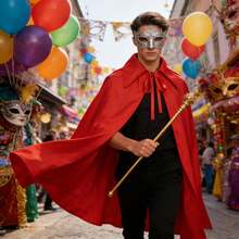 Cosplay Clothing - Black Short Cape With Lapel (in Stock) - View 2