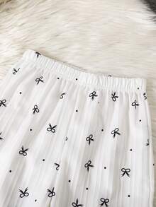 Soft Girl Collar Long Sleeved Long Pants Home Set, 2 Pieces Set, Suitable For All Seasons, Sweet And Cute Bow Print, [3 Sets Randomly Sent 1 Set] - White - View 8