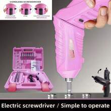 47pcs Mini Handheld Electric Screwdriver Set, 90° Rotatable Foldable Cordless Screwdriver, USB Rechargeable, Suitable For Simple Home Repair, Easy To Operate - Multicolor - View 1