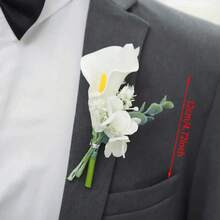 Buquê Artificial de Tulipa Branca e Rosa & Lírio-da-Cala, Prop de Fotografia, Buquê de Dama de Honra para Casamento, Buquê de Noiva, Casamento, Cerimônia, Aniversário, Decoração Primaveril para Casa, Peça Central, Decoração de Mesa de Festa, Decoração de Feriado, Presente de Páscoa, Aniversário, Formatura, Verão, Praia - Multicolorido - Visão 10