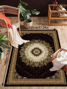 1件红色复古做旧波斯风格地毯，涤纶材质，长方形，易于打理，可机洗，适用于走廊、床边、客厅、卧室等家居装饰。 - 彩色 - 查看 18