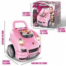 Role Playing Realistic Mechanic Disassembling Building Toy Truck With Remote Control Key - Pink - View 7