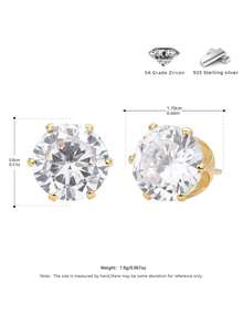 925 Silver Super Sparkle Zirconia Studs 4-8mm Optional Valentine Mother's Day Gift Box - Gold - View 11