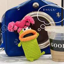 Handmade Knitted Quirky Monster Mouth Car Key Holder, Cute Sausage Mouth Key Pouch For Women - Multicolor - View 8