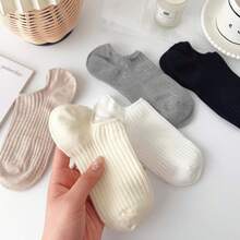 6 Pairs Of Solid Color Boat Socks, Suitable For Both Men And Women, Spring Thin Version, Suitable For Casual And Formal Occasions, Daily Comfort, Minimalist Design, Soft Fabric - 彩色 - 查看 6
