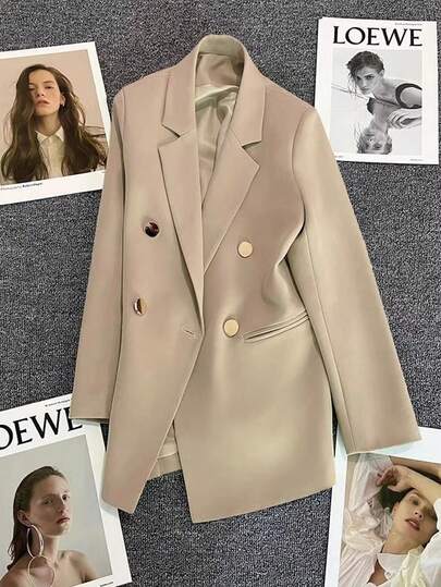 Nueva chaqueta blazer con solapa muescada para mujer en otoño. Esta chaqueta estilo blazer combina moda y un ambiente soleado, adecuada para citas, fiestas, bodas y celebraciones festivas, también se puede usar como prenda exterior y atuendo navideño para damas. Primavera, Día de San Valentín, Carnaval, Playa, Cumpleaños