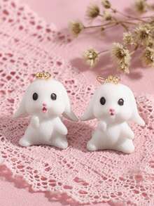 1 Pair Cute Rabbit Resin Earrings, Suitable For Women's Daily Wear And Easter - Rabbit Earrings - View 5
