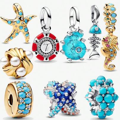 1 st blått snäckskalshänge i Murano-glas, försilvrad, lämplig för armband, halsband, gör-det-själv-jubileum, förlovningsfest, smycken, alla hjärtans dag-present