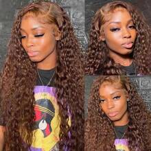 bling hair Perruque Lace Front Bouclée Marron Chocolat En Cheveux Humains - Water Wave Deep Curly - Dentelle Transparente 13x6 - Hairline Naturelle - Implantation Uniforme - Densité Naturelle - Perruque Longue Ondulée Effet Mouillé - Couleur Marron Chocolat Homogène - Structure Des Ondulations Définies - Perruque Ondulée En Cheveux Humains - Finition Soignée – Usage Quotidien Et Occasions – Lace Front 13x6 Respirante - S4 - 查看 8