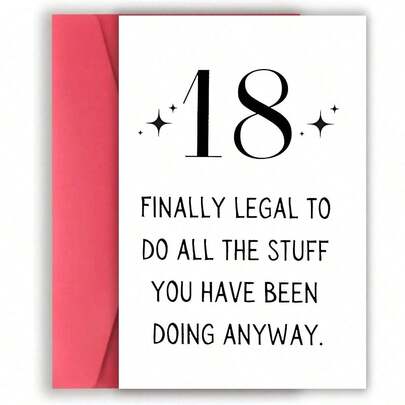 1pc, Humorous 18th Birthday Greeting Card With Envelope, High Quality Paper Material, Romantic Surprise, Anniversary, Bar Greeting Card. Perfect 18th Birthday Greeting Card For Friends, Classmates, Family