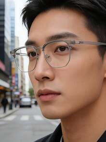 1pc Men's Fashion Decorative Non-Prescription Glasses, Suitable For Everyday Wear, St. Patrick's Day - Grey - View 4