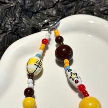 Cute Yellow Rugby Dog Handmade Beaded Phone Charm, Camera Pendant Suitable For Women And Girls, Unique Ins-Style Keychain Accessory - Yellow Rugby Puppy - View 4