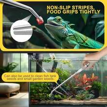 Quelong 2pcs Reptile Feeding Tongs, Feeding Spoon, Stainless Steel Aquarium Feeding Tools, Curved Long Tweezers 10.6 In, Long Spoon 10 In (Coffee Spoon) For Feeding Lizards, Bearded Dragons And More. - / - View 6