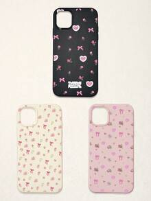 Bow-Knot 3pcs Floral & Bow Print Phone Cases, Sweet Romantic Cute Style, Compatible With IPhone 11, 17 Pro Max, 17 Pro, 15, 13 Pro Max, Galaxy, S24 Ultra, S25 Ultra - Multicolor - View 26