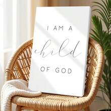 1pc I Am A Child Of God Poster, Inspirational And Motivational Wooden Framed Wall Art, Wrapped Canvas Vintage Prints Poster, John 112 - Minimalist, Minimalist, Modern, Graphic Style, Birthday Party Decor, Decorative Wall Art for Living Room Bedroom Office, Hanging Hardware Included - Wrapped Framed Canvas, Vertical - Lienzo enmarcado - Ver 4