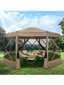tooluck 15x15ft Extra Large Pop-Up Gazebo Canopy Tent With Mosquito Netting No Sidewall Spacious Easy Set-Up Screened Shelter Durable Outdoor Pavilion With Ground Stakes For Patio Backyard,Khaki - 卡其色 - 查看 11