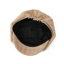 1 Piece Solid Color Corduroy Hat Women's Duckbill Cap Autumn Winter Versatile Artistic Painter Hat British Retro Octagonal Hat Women's Beret Suitable For Shopping And Travel - 藍色 - 查看 4