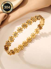 2026新款304不锈钢镀18K金首饰，无需担心生锈或褪色，罗马数字、珍珠母贝、全钻或花卉设计，优雅百搭，适合情人节、母亲节、生日、毕业典礼、友谊纪念日等场合。 - 金色 - 查看 7