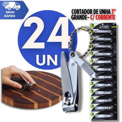KIT 24 Unidades Cortador De Unha Grande 3" Polegadas Aço inox Manicure Pedicure Utilidades Qualidade Excelente