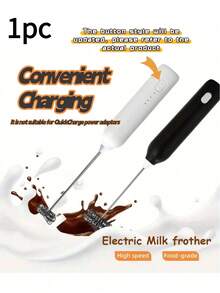 Rechargeable Handheld Milk Frother, USB-C Charging, Stainless Steel Whisk, 3 Speed Settings, Electric Milk Foamer/Drink Mixer, Suitable For Back To School Season - Multicolor - View 14